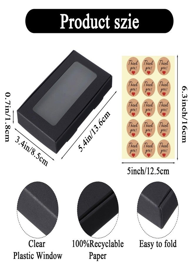 AojSup 50 Pcs Jewelry Packaging Boxes 5.4"x3.4"x0.7" Paper Necklace Gift Box Bulk Necklace Boxes With Window 50Display Card 60 Sticker for Displaying Necklaces Rings Bracelets Earrings, Black - Image 2